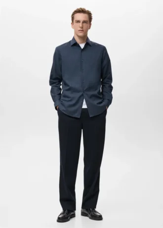 Camicia regular fit in flanella di cotone 100%