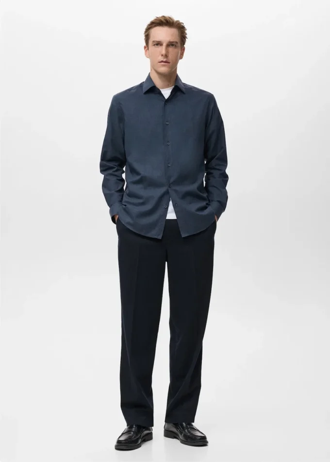 Camicia regular fit in flanella di cotone 100% Camicia regular fit in flanella di cotone 100%