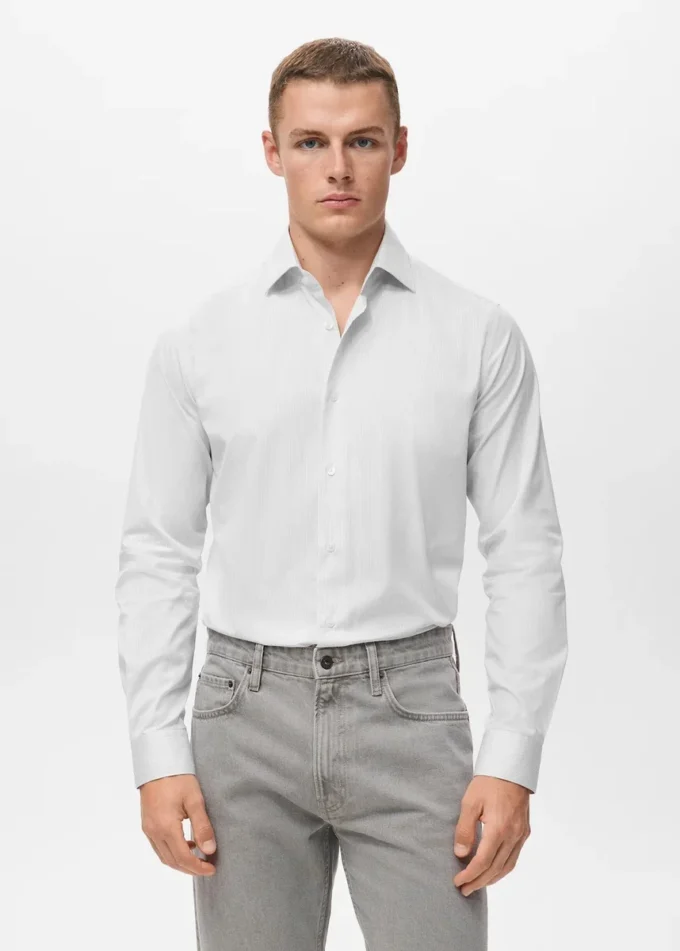 Camicia slim fit a righe 100% cotone Camicia slim fit a righe 100% cotone