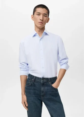 Camicia slim fit a righe 100% cotone