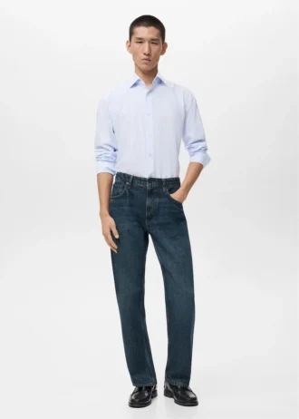 Camicia slim fit a righe 100% cotone