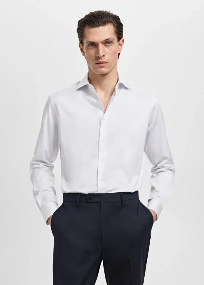 Camicia slim fit in cotone a righe Camicia slim fit in cotone a righe