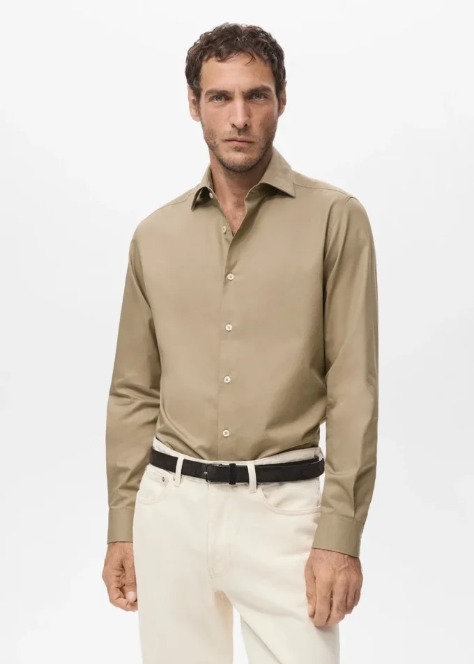 Camicia slim fit in cotone lyocell Camicia slim fit in cotone lyocell