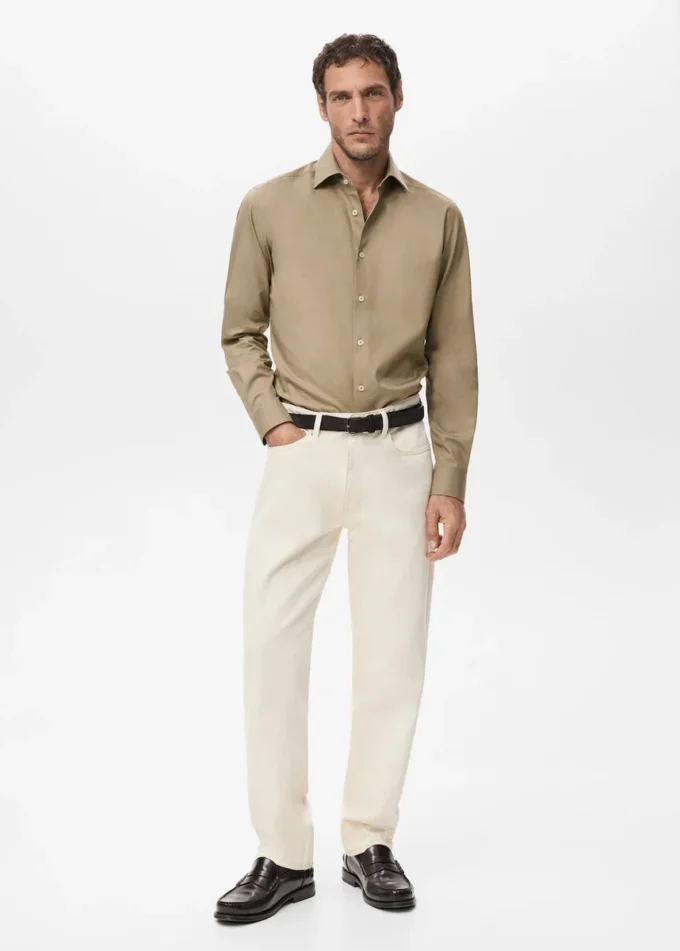 Camicia slim fit in cotone lyocell Camicia slim fit in cotone lyocell