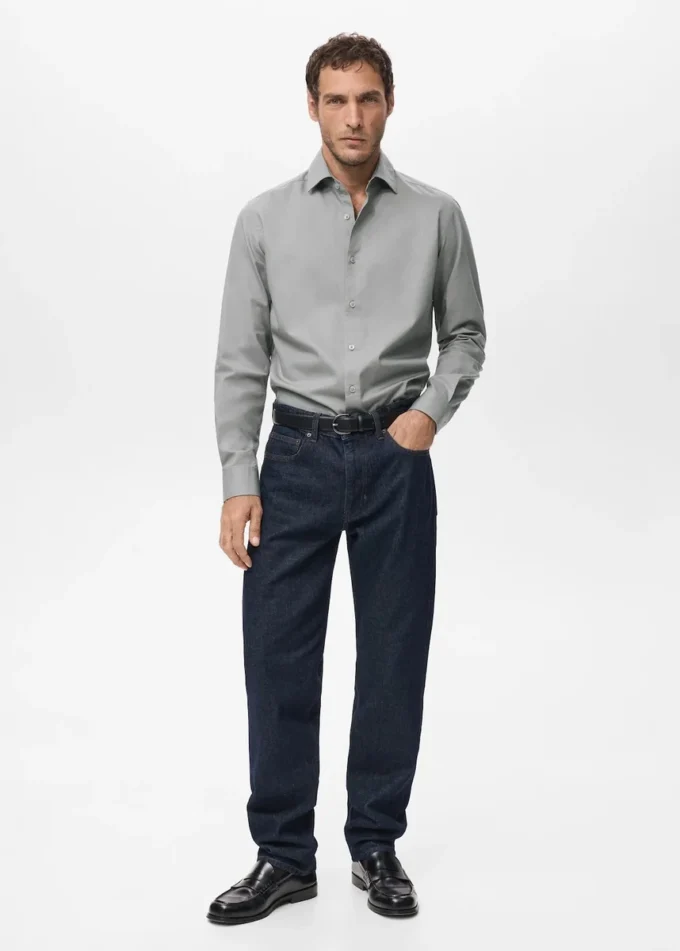 Camicia slim fit in cotone lyocell Camicia slim fit in cotone lyocell