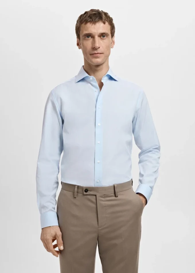 Camicia slim fit in popeline di cotone Camicia slim fit in popeline di cotone