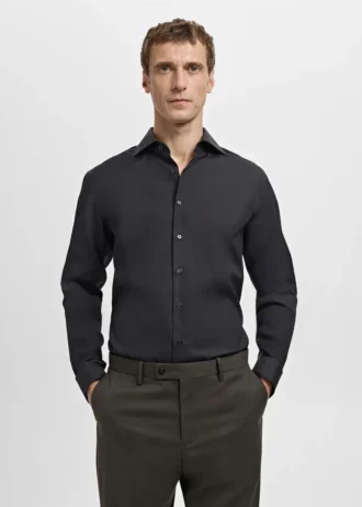 Camicia slim fit in popeline di cotone