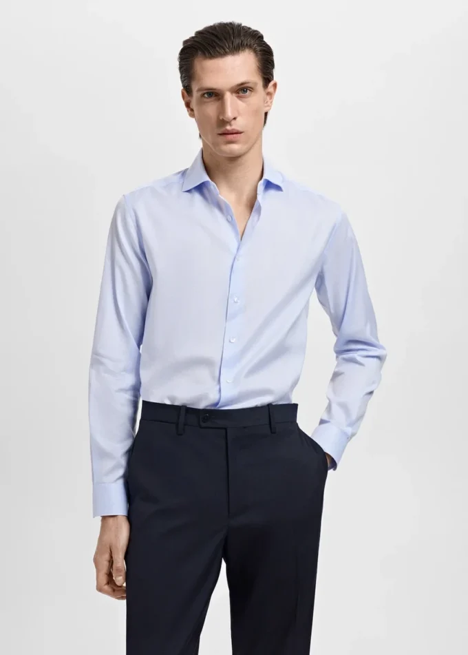 Camicia slim fit in twill con micro stampa Camicia slim fit in twill con micro stampa