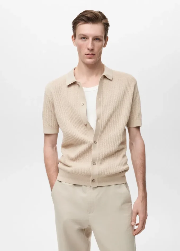 Camicia strutturata in maglia con disegno in pizzo