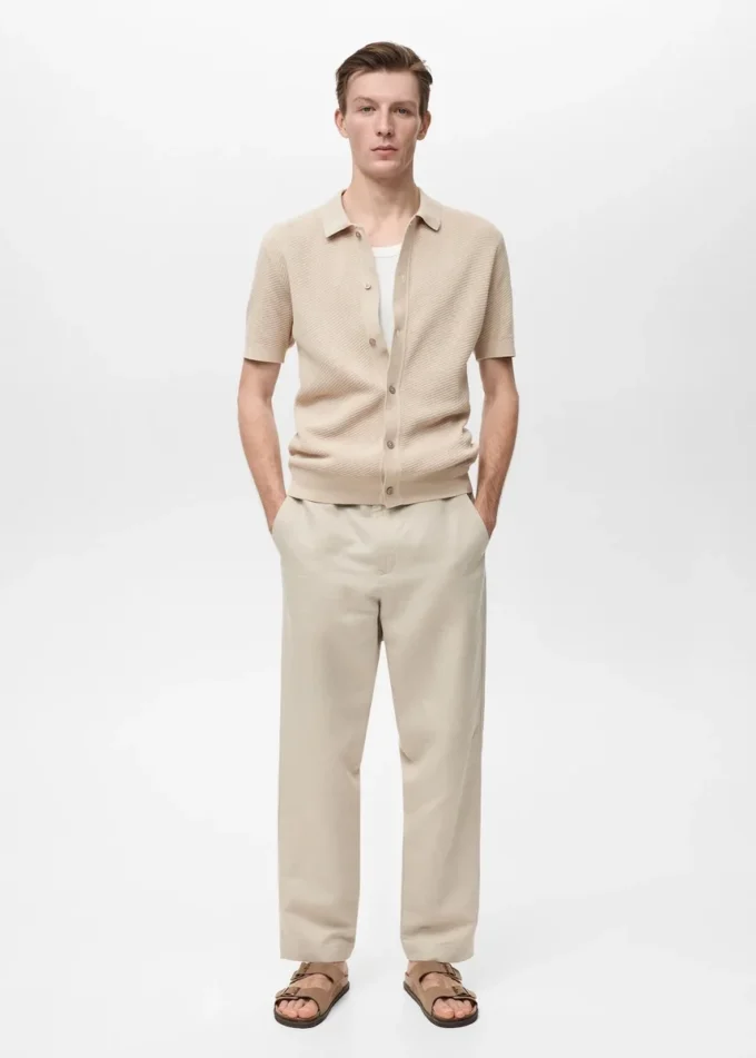 Camicia strutturata in maglia con disegno in pizzo