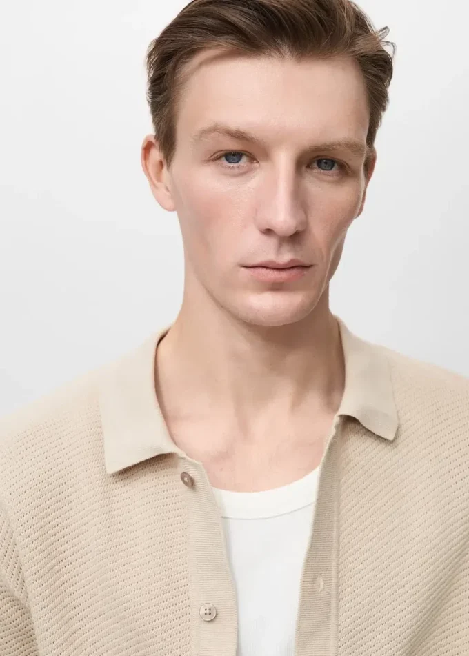 Camicia strutturata in maglia con disegno in pizzo