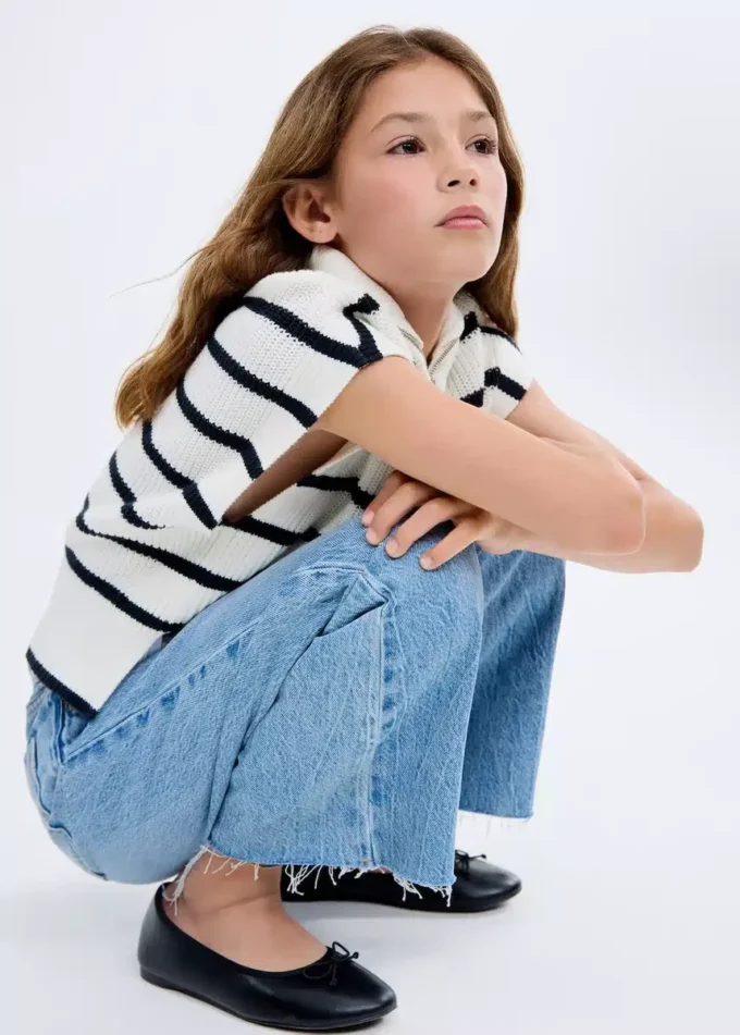 Canotta lavorata a maglia con collo Perkins