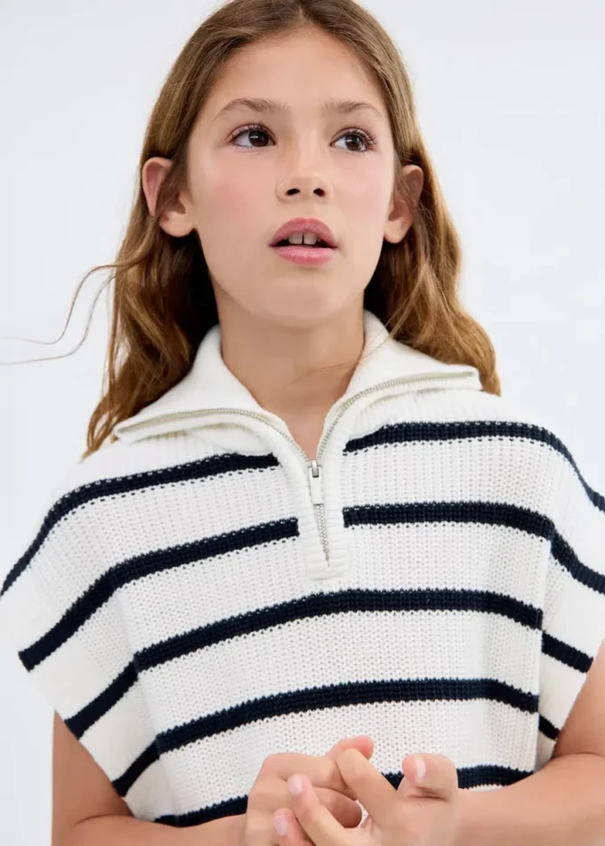 Canotta lavorata a maglia con collo Perkins