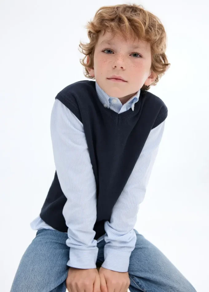 Canotta lavorata a maglia con scollo a V