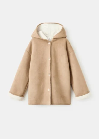 Cappotto con cappuccio effetto shearling