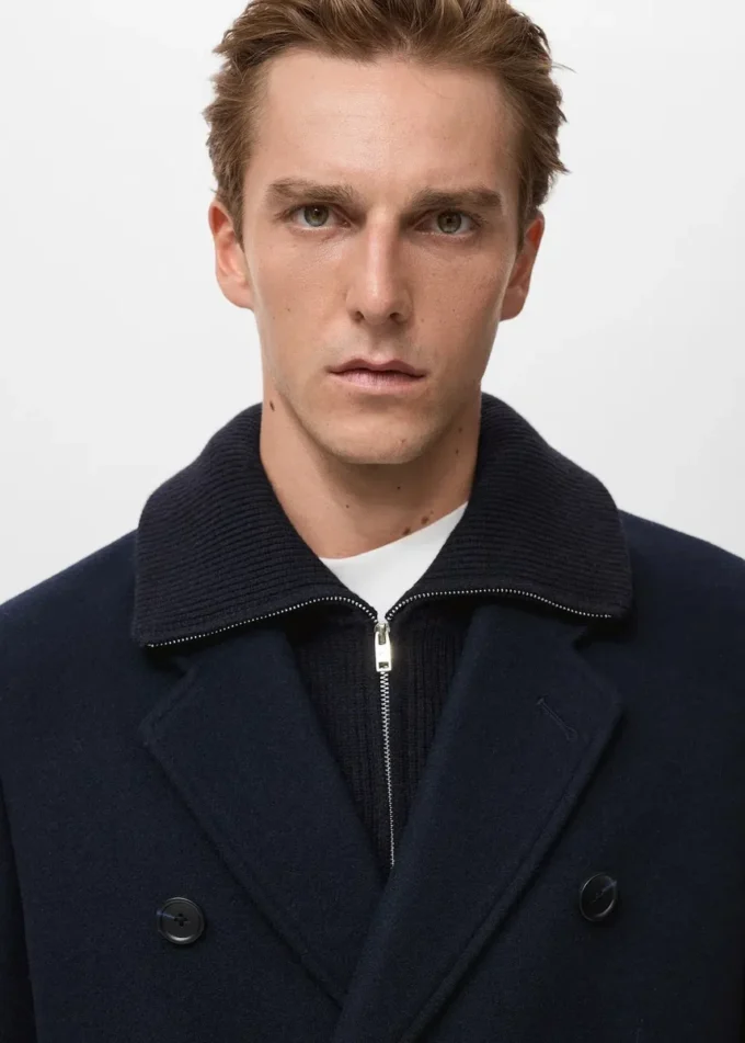 Cappotto doppiopetto in misto lana