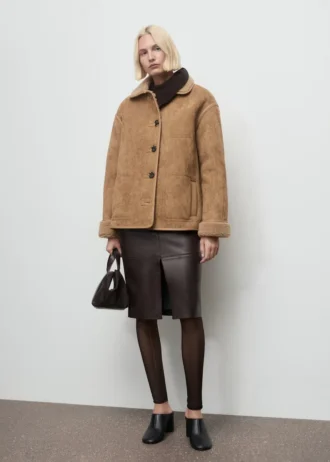 Cappotto effetto pelle in finta pelle shearling
