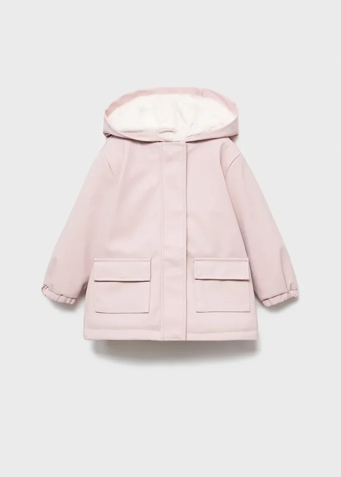 Cappotto gommato con fodera effetto pelliccia