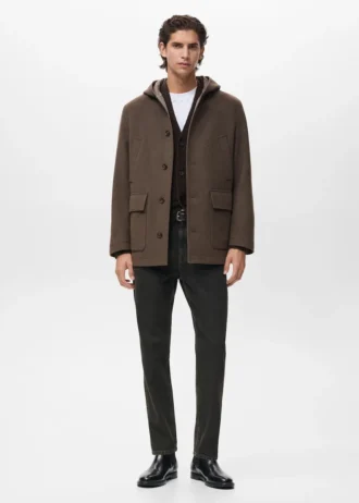 Cappotto in lana con cappuccio