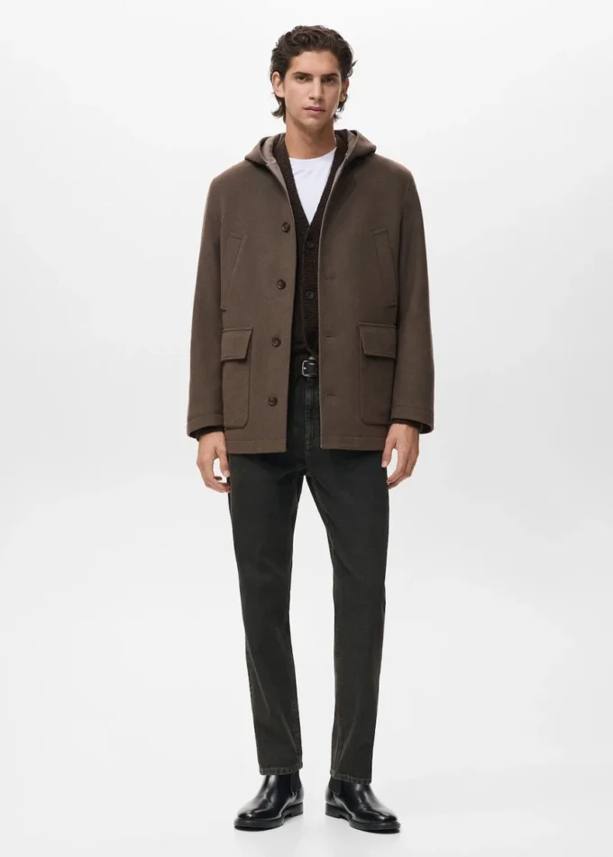 Cappotto in lana con cappuccio Cappotto in lana con cappuccio