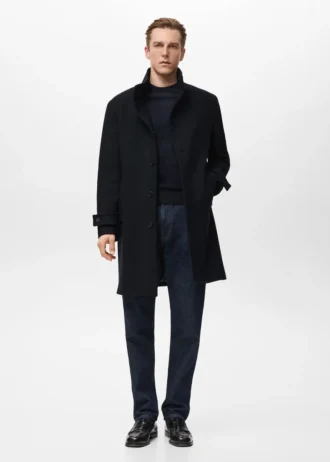 Cappotto in lana con collo a imbuto