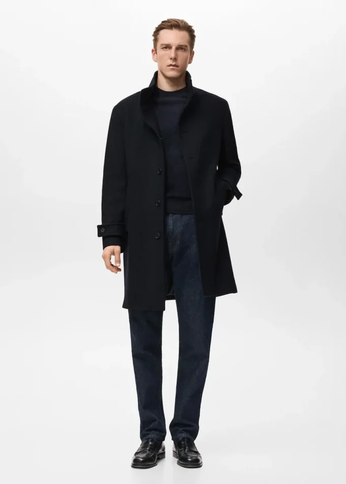 Cappotto in lana con collo a imbuto Cappotto in lana con collo a imbuto