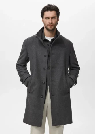 Cappotto in lana con collo a imbuto