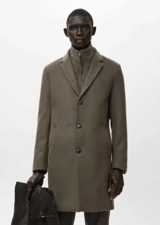 Cappotto in lana con collo interno staccabile