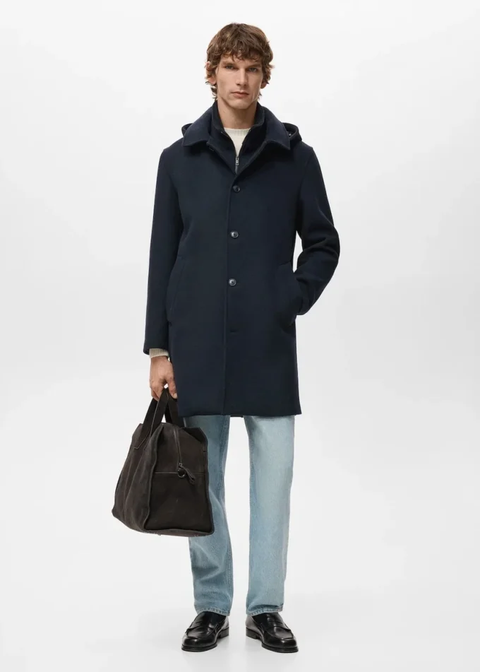 Cappotto in lana con collo interno staccabile Cappotto in lana con collo interno staccabile