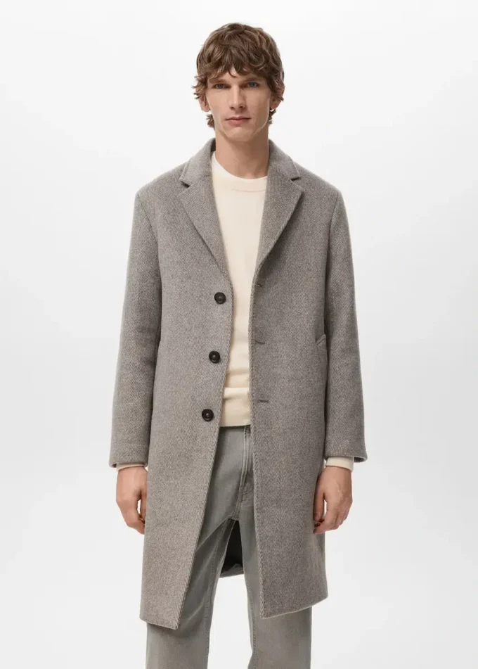 Cappotto in lana con struttura a spina di pesce Cappotto in lana con struttura a spina di pesce