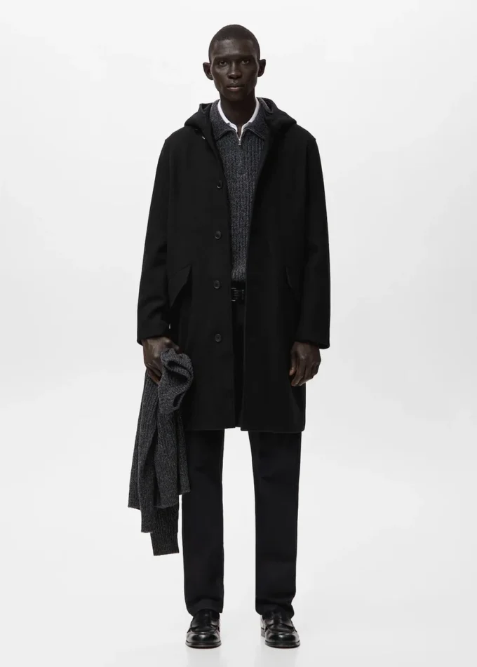 Cappotto in misto lana con cappuccio Cappotto in misto lana con cappuccio