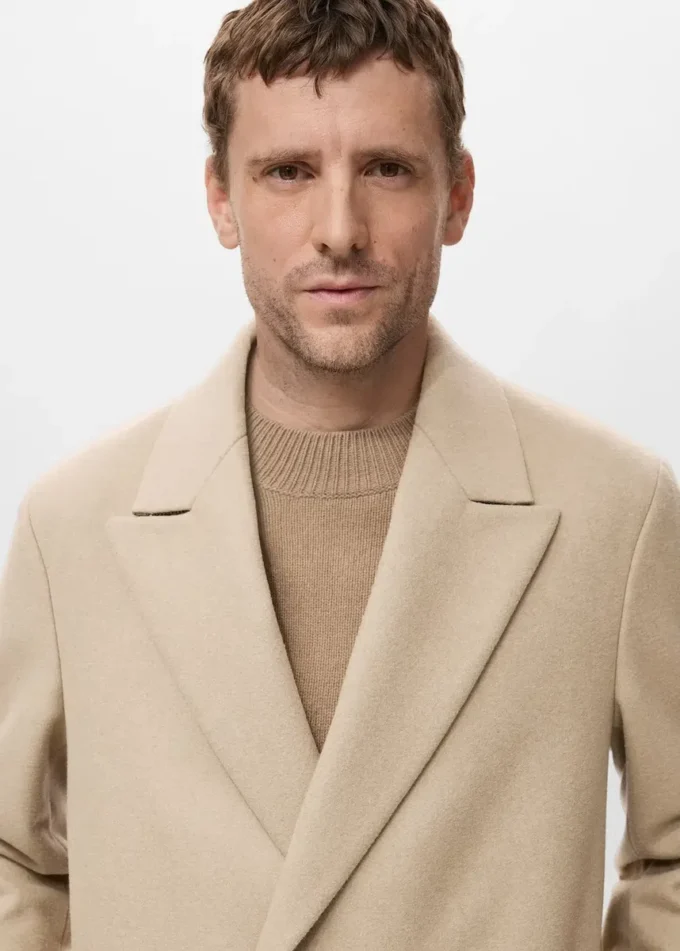 Cappotto lungo doppiopetto in lana