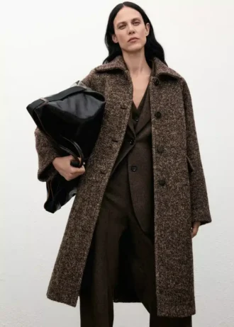 Cappotto oversize in lana screziata