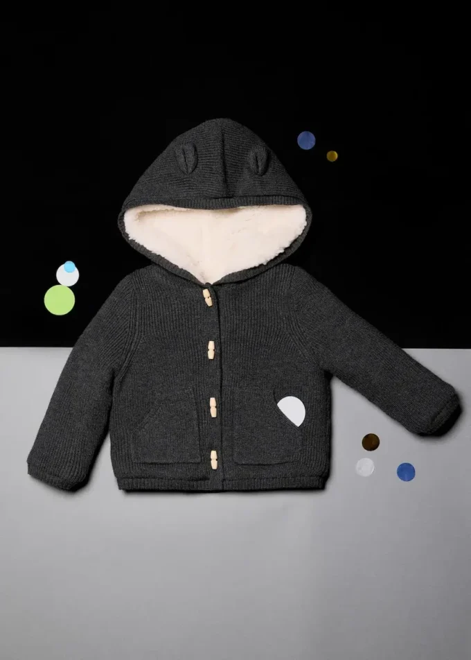 Cardigan con cappuccio in shearling