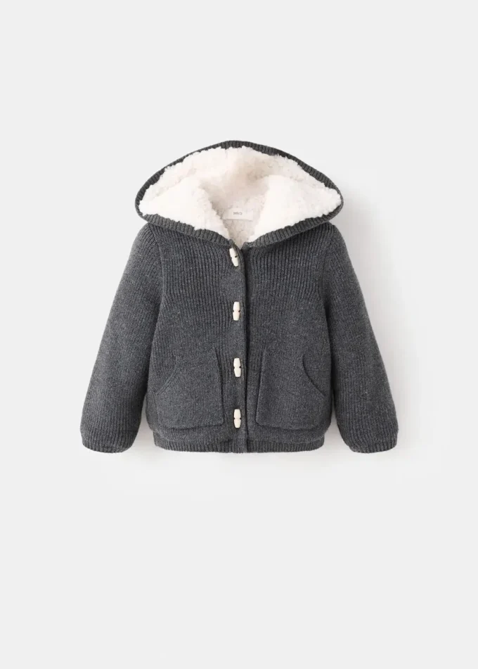 Cardigan con cappuccio in shearling