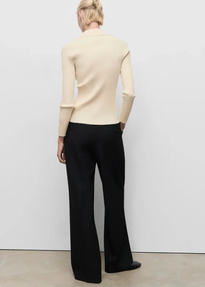 Cardigan con collo a revers a costine Cardigan con collo a revers a costine