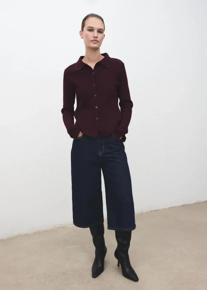 Cardigan con collo camicia Cardigan con collo camicia