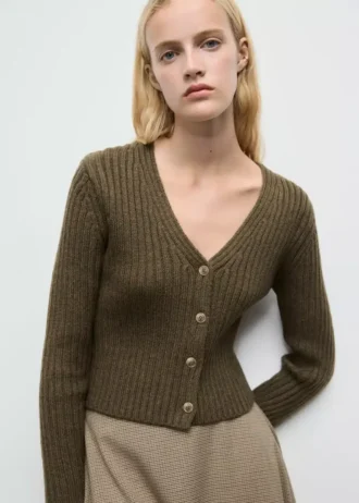 Cardigan con scollo a V a costine