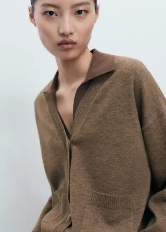 Cardigan con scollo a V e tasche