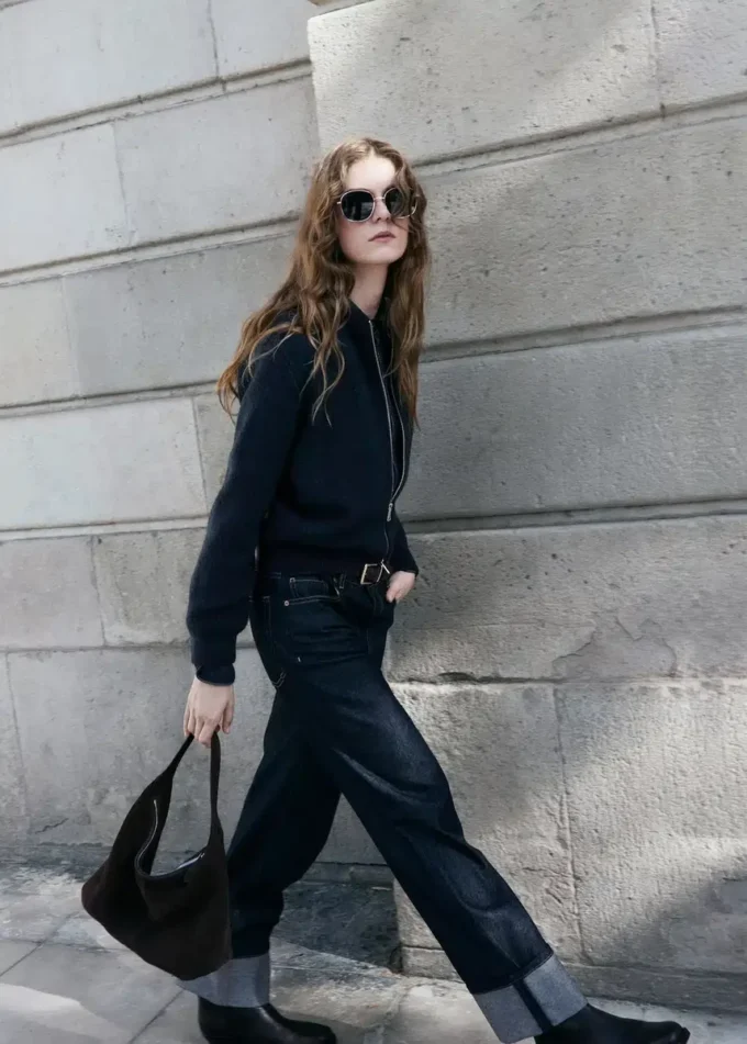 Cardigan con zip a quadri Cardigan con zip a quadri