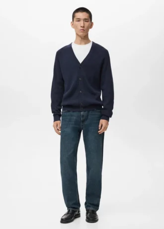 Cardigan in maglia a coste con bottoni