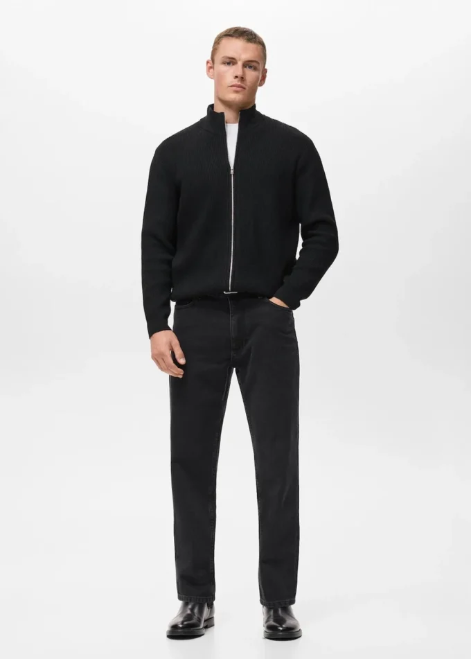 Cardigan in maglia a coste con zip Cardigan in maglia a coste con zip