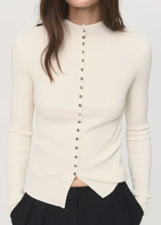 Cardigan in maglia a costine sottili