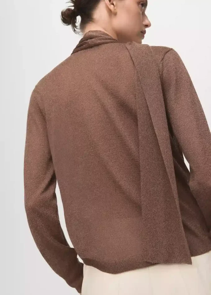 Cardigan in maglia fine con foulard Cardigan in maglia fine con foulard