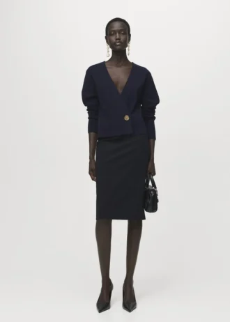 Cardigan incrociato con bottoni gioiello