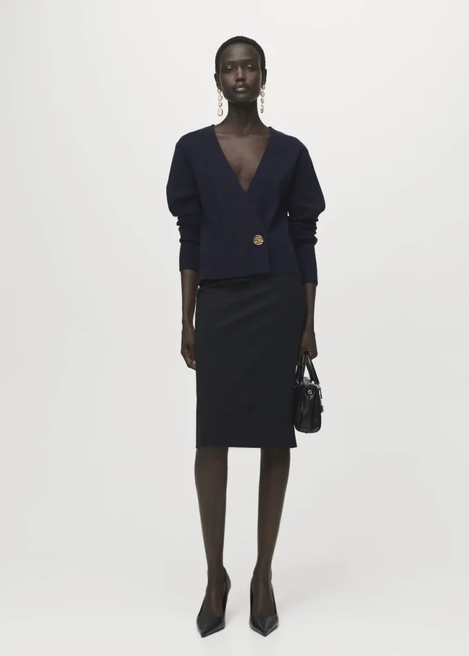 Cardigan incrociato con bottoni gioiello Cardigan incrociato con bottoni gioiello