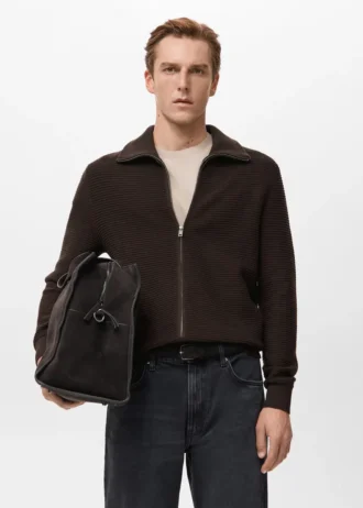 Cardigan strutturato in maglia con zip Cardigan strutturato in maglia con zip