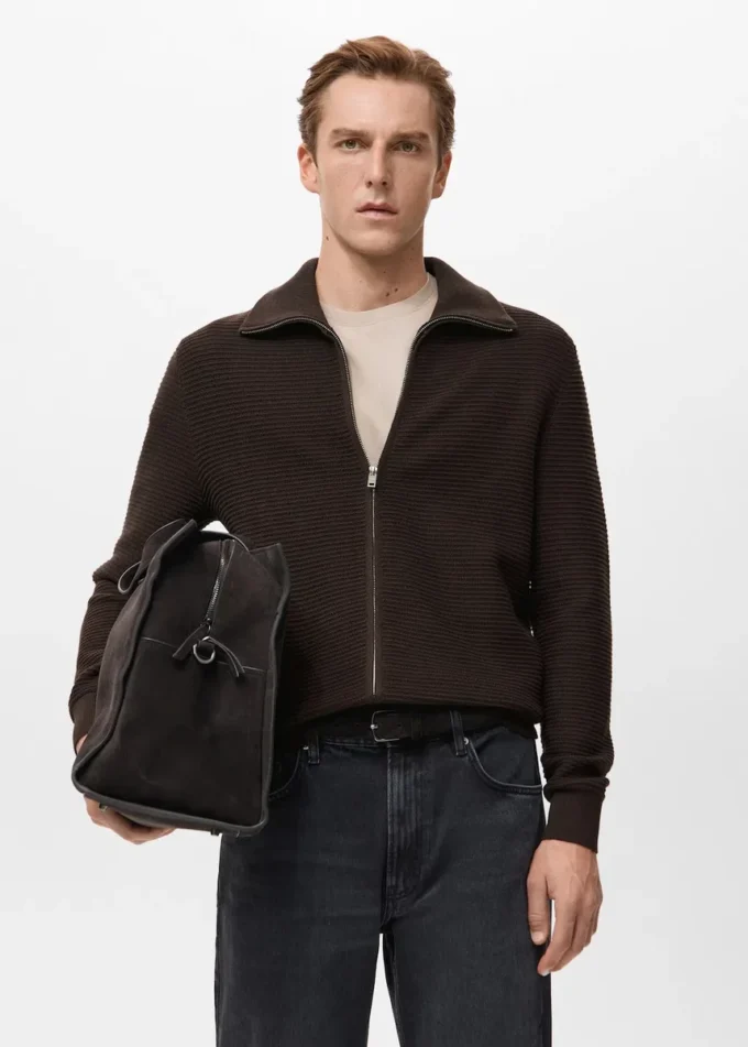 Cardigan strutturato in maglia con zip Cardigan strutturato in maglia con zip