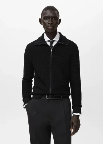 Cardigan strutturato in maglia con zip Cardigan strutturato in maglia con zip