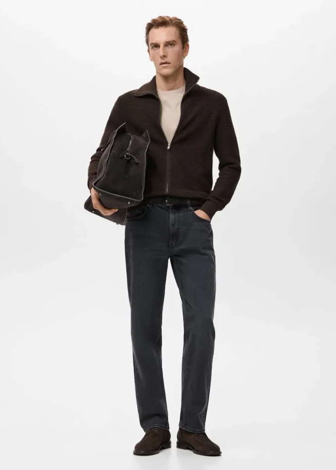 Cardigan strutturato in maglia con zip Cardigan strutturato in maglia con zip